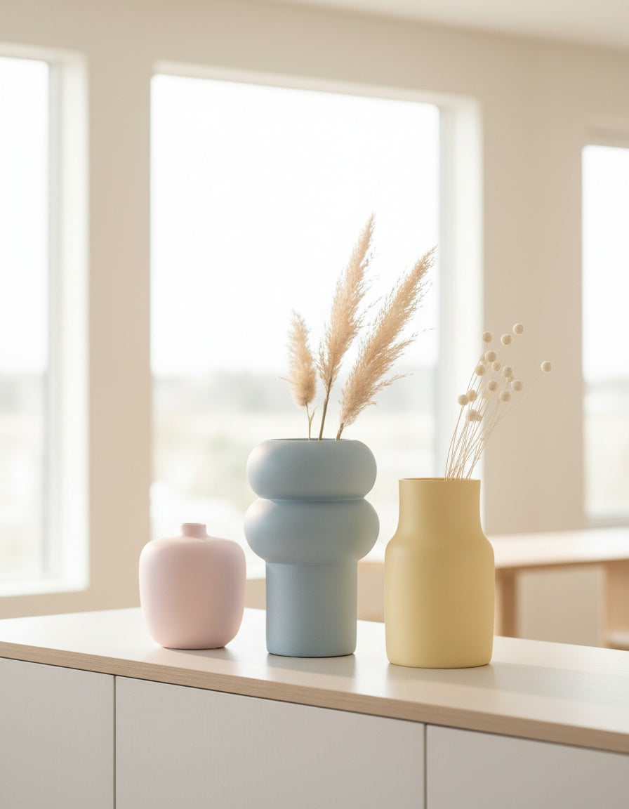 Keramikvase in zartem Rosa