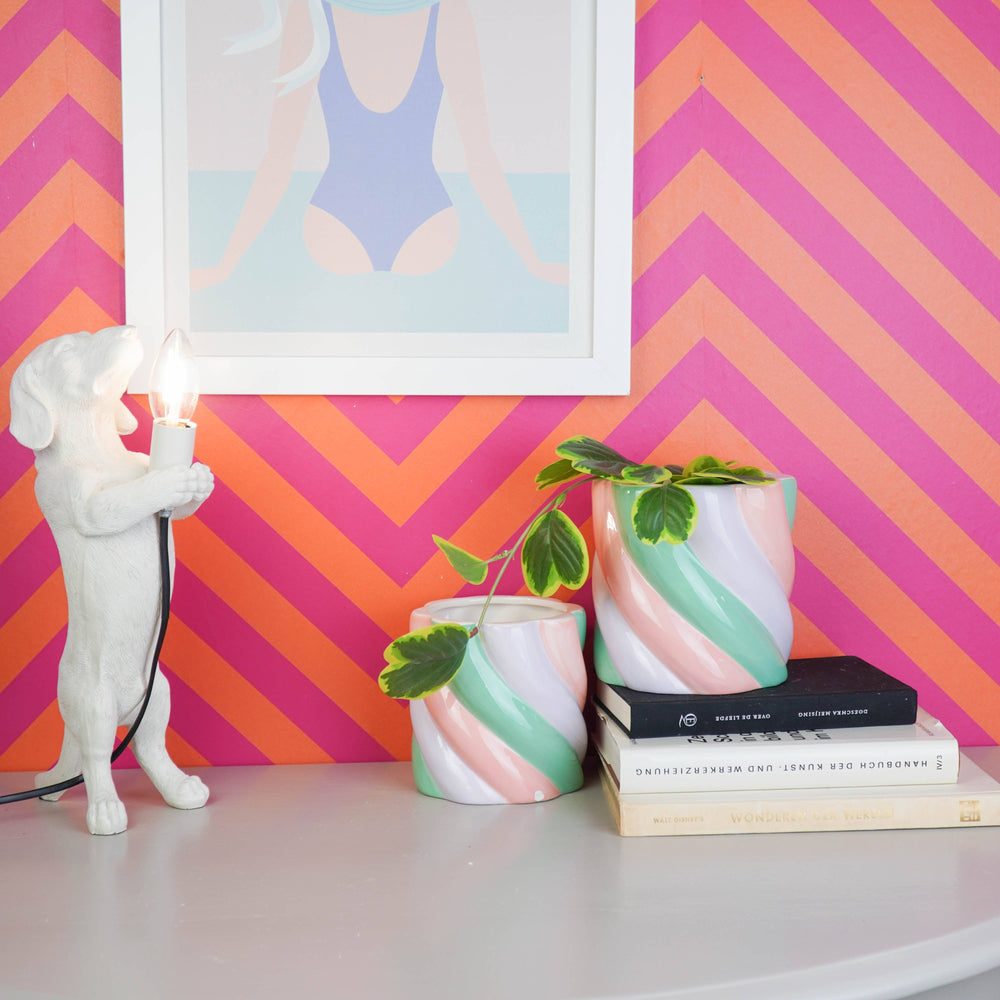 Gedrehter Pflanztopf Marshmallow als Wohnaccessoire