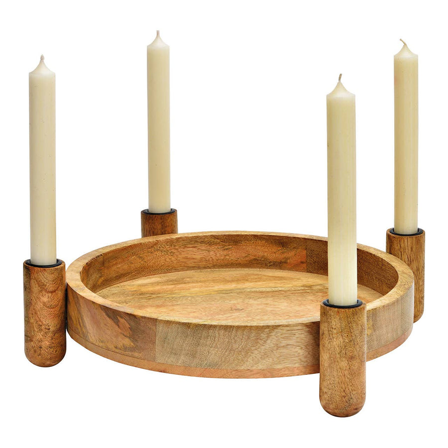 Adventskranz aus Mangoholz mit Kerzen – natürliche Weihnachtsdeko