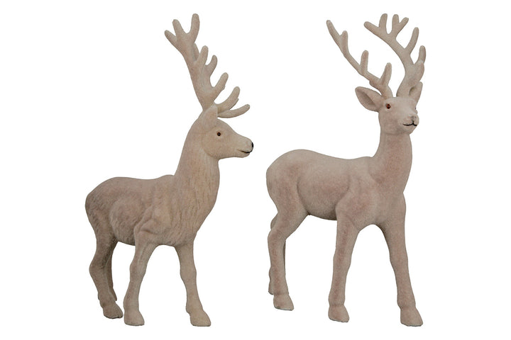Dekofigur Winterhirsch Edgar – 2 Ausführungen, grau, samtige Oberfläche, ca. 30 cm hoch