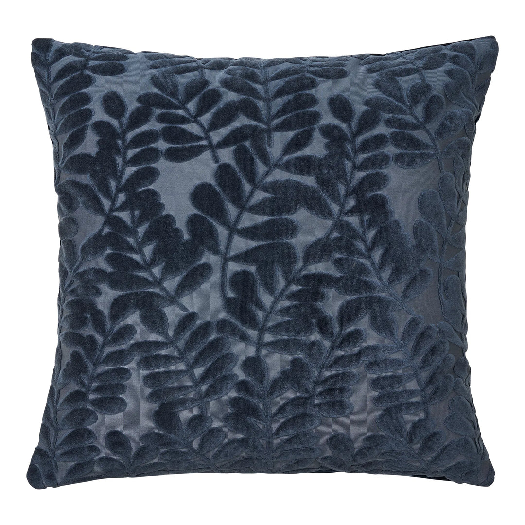 Blaues Dekokissen 45x45 cm mit Blattmuster