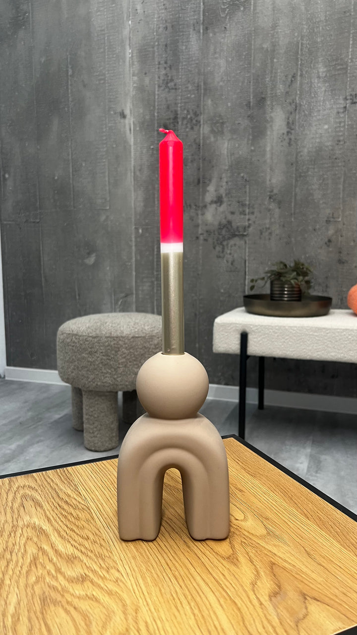 Geschenkset „Warmes Licht – Gold“ – Kerzenhalter Holy mit Tafelkerze