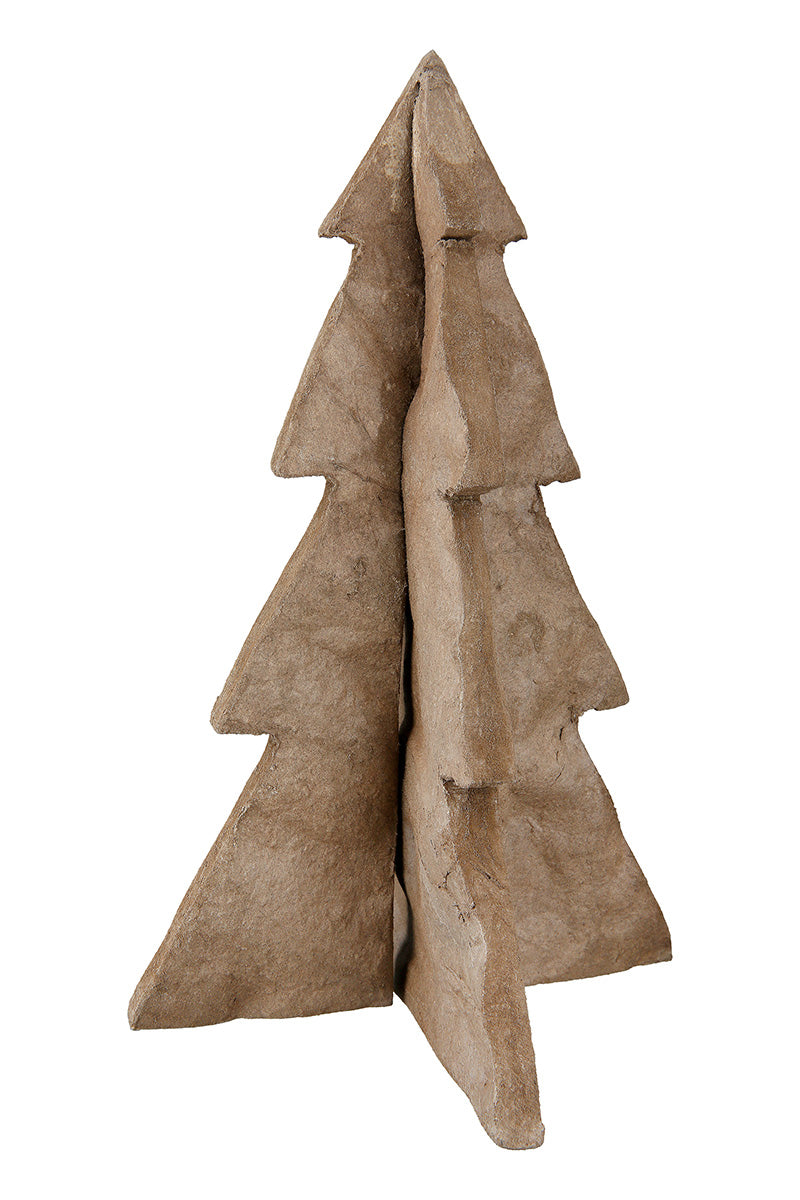 Deko-Tannenbaum Nordic aus braunem Pappmaché, aufgeraut, 17,5 cm hoch
