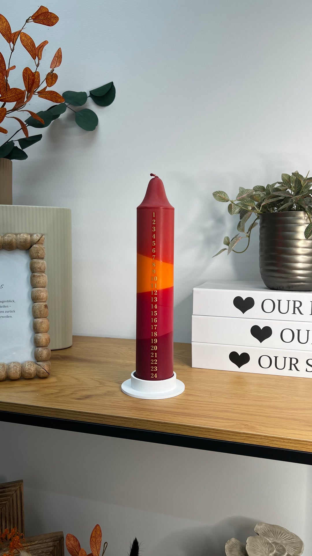 Geschenkset „Adventslicht“ – Adventskalenderkerze mit Kerzenhalter