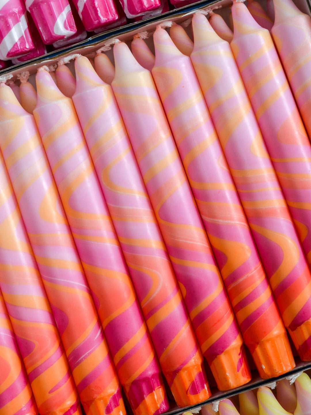 Marmor Stabkerze Pink Orange Rot 20 cm