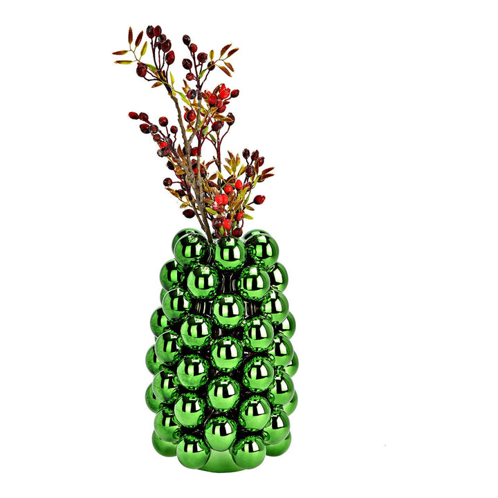Grüne Bubble-Vase mit Trockenblumen