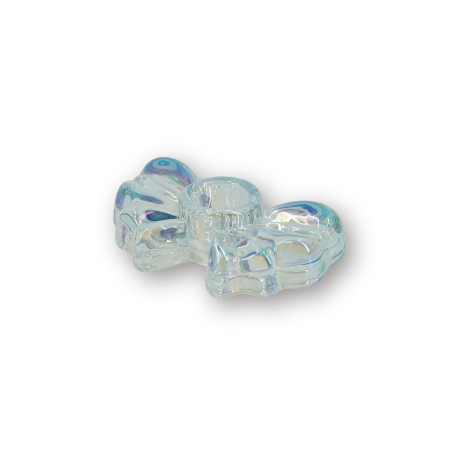 Kerzenhalter Schleife aus irisierendem Glas