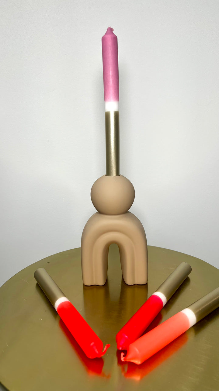 Geschenkset „Warmes Licht – Gold“ – Kerzenhalter Holy mit Tafelkerze