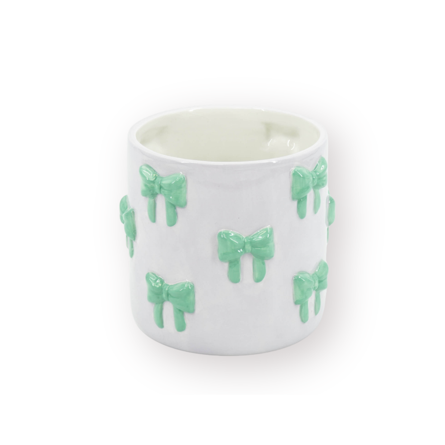 Blumentopf Schleife aus Dolomit in Flieder und Mint