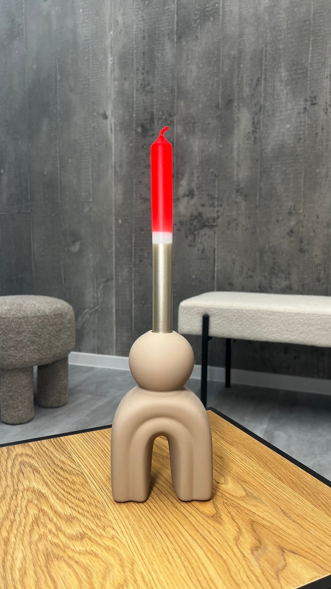Geschenkset „Warmes Licht – Gold“ – Kerzenhalter Holy mit Tafelkerze