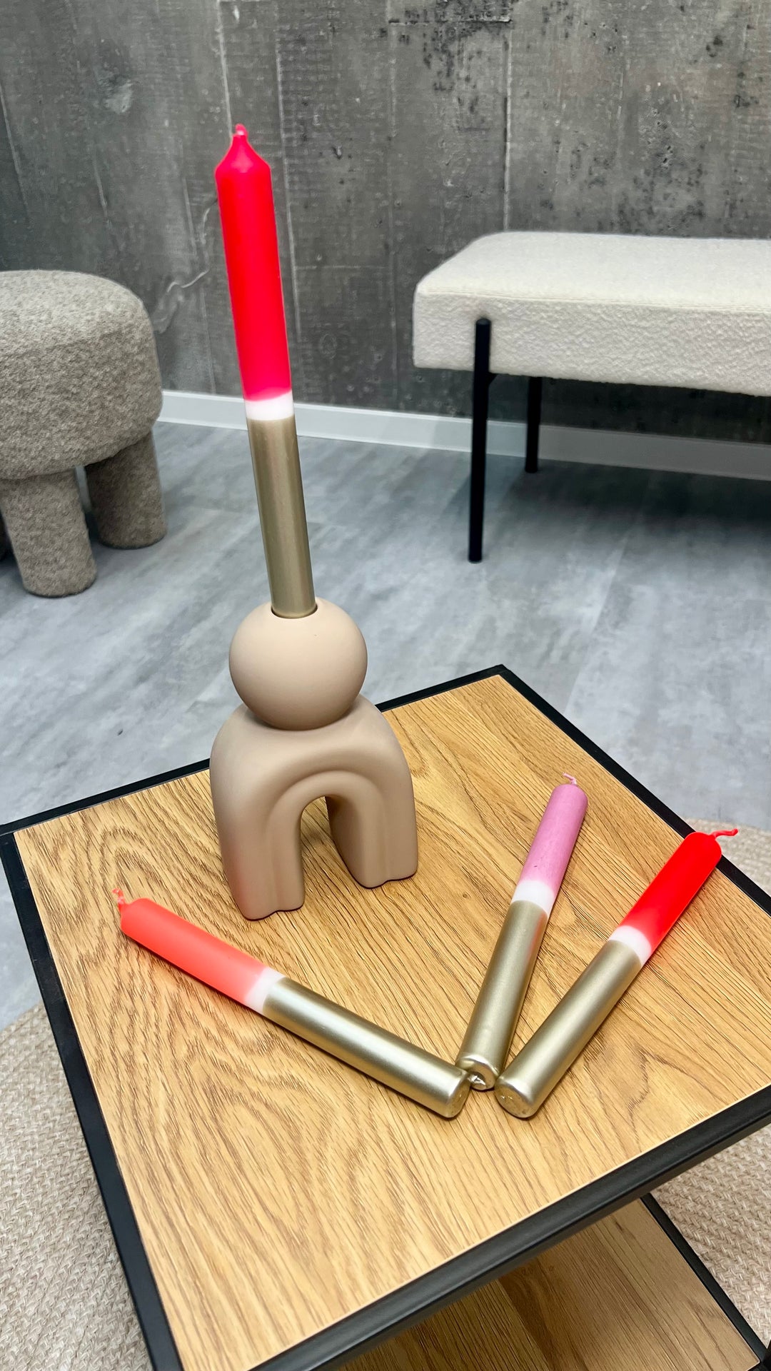 Geschenkset „Warmes Licht – Gold“ – Kerzenhalter Holy mit Tafelkerze