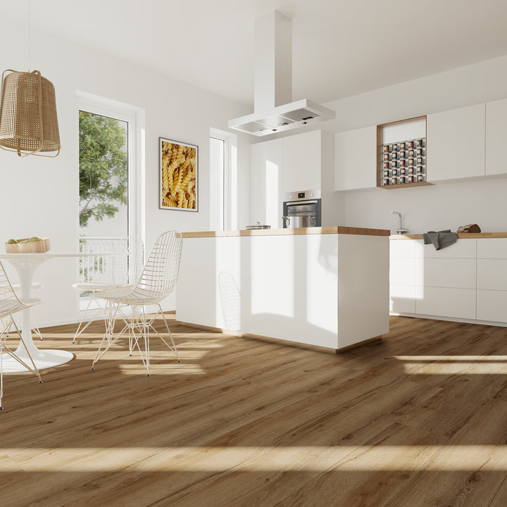 Designboden Eiche Henriette – naturgetreue Eichenstruktur, wasserfest und langlebig für Wohnzimmer, Flur und Küche.