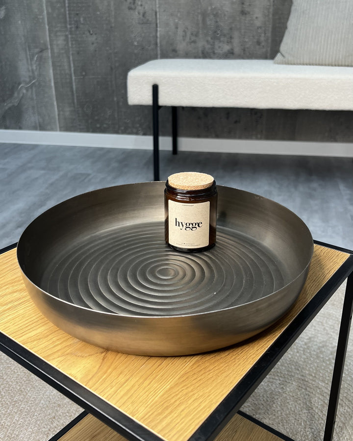 Metallschale Antik Bronze mit Duftkerze Hygge und Dekoration – Geschenkset Erinnerung