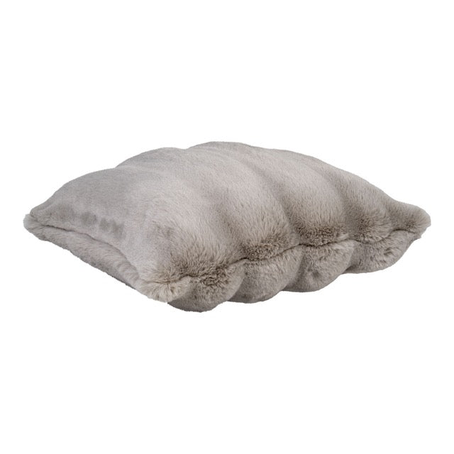 Kissen – Gelena, Kunstfell beige 45x45 cm, seitenansicht