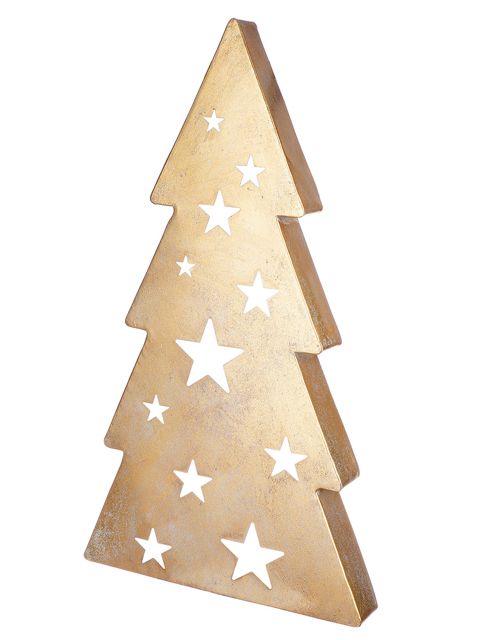 Wandobjekt Tannenbaum Starry aus Metall, goldfarben, mit Sternmuster, 67 cm hoch