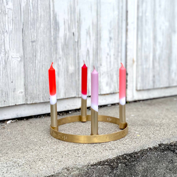 Kerze Dip-Dye Neon „Rote Lichter“ – handgefertigte Tafelkerzen aus Bayern