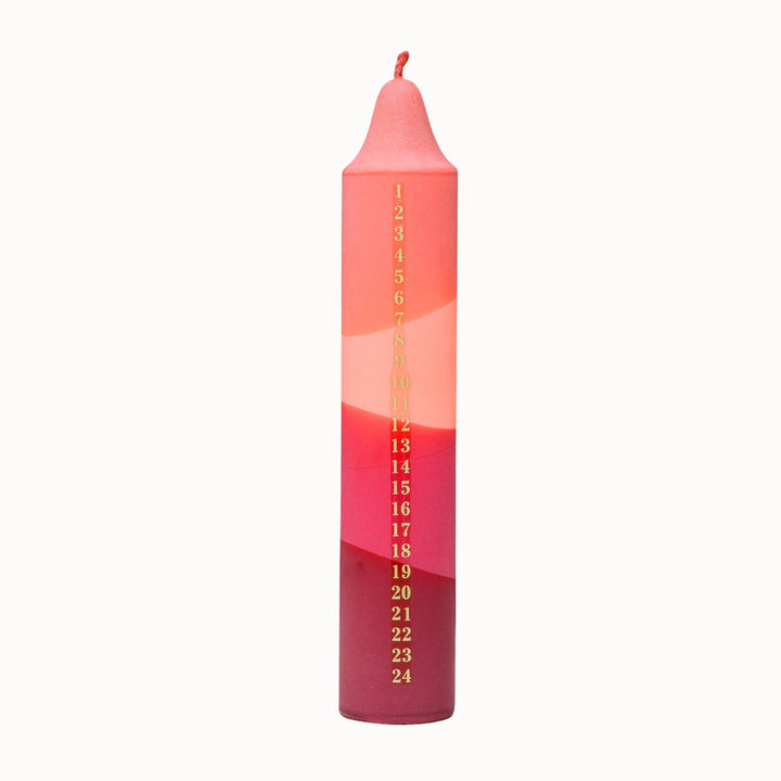 Geschenkset Adventslicht – Adventskalenderkerze Dunkelorange & Fuchsie