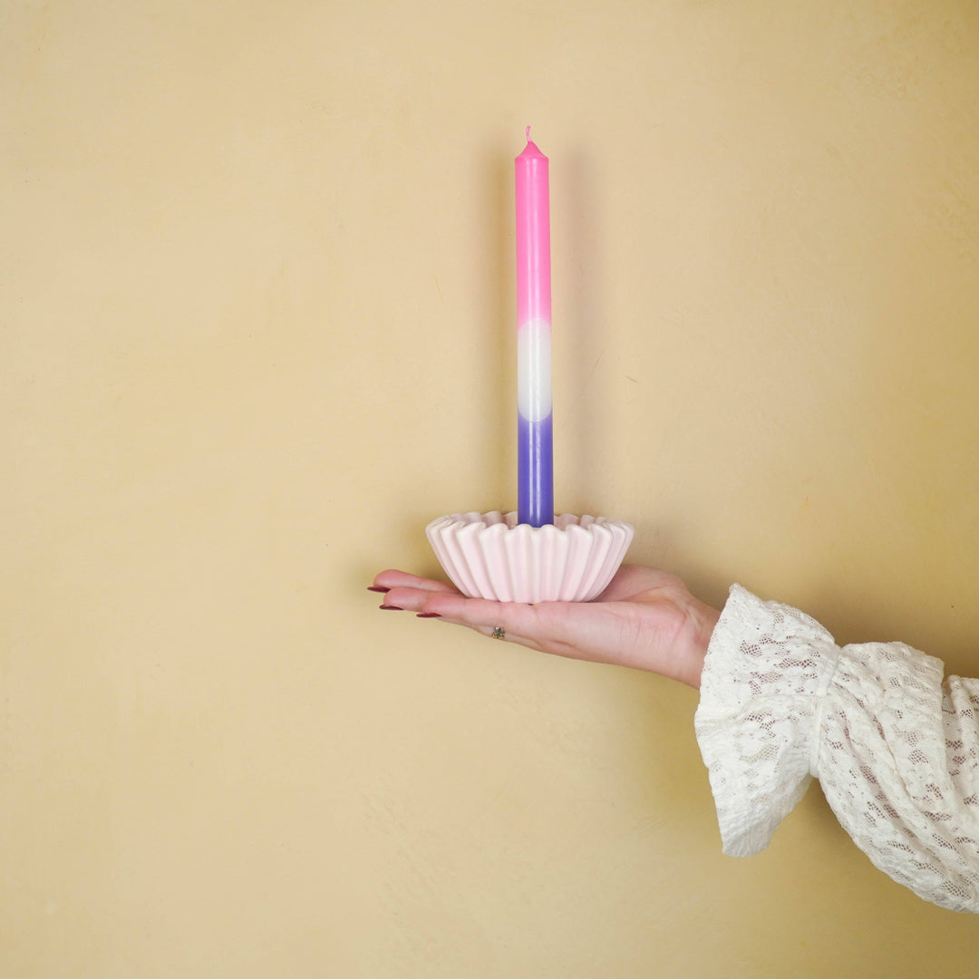Faltkerzenhalter – Kerzenhalter aus Keramik in Mint oder rosa (12 × 12 × 4,5 cm)