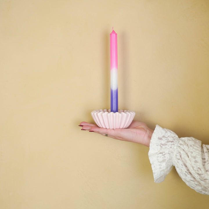 Faltkerzenhalter – Kerzenhalter aus Keramik in Mint oder rosa (12 × 12 × 4,5 cm)