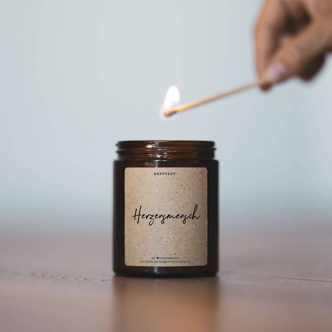 Handgemachte Sojawachs Kerze mit Deckel und warmem Duft für Zuhause