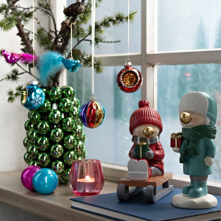 Vase Bubble als Tischdeko mit Weihnachtsfiguren
