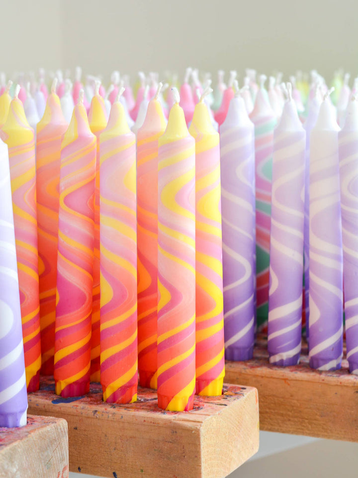 Farbige Stabkerze Pink Orange für Tischdeko